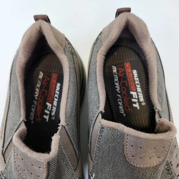 Skechers Skech Air Elment Legon Slip Loafers Moc Mens 9 Taupe Brown Canvas Shoes - Picture 3 of 9
